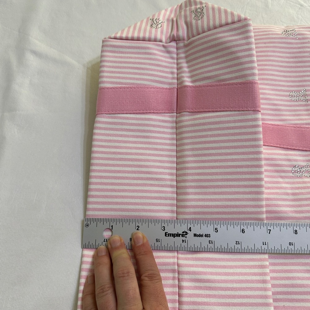 Victoria's Secret Pink Striped Canvas Tote Bag Rhinestone Accent Zip Closure - Picture 7 of 12